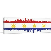 Далас Сити Тексас Знаме Плевел Лист Тенџере Марихуана Канабис Платно Уметност Печатење-Големина: 60 20