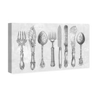 Wynwood Studio Food and Cuisine Wall Art Canvas Prints 'Кралска прибор за јадење сиво ’готвење и готвач - сива, бела