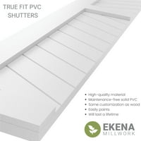 Ekena Millwork 12 W 55 H TRUE FIT PVC два панел шеврон модерен стил фиксни ролетни за монтирање, црна