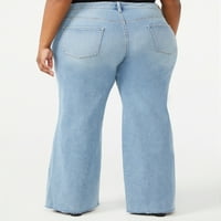 Sofia Jeansенски женски плус големина на супер високо порасна палацо фармерки