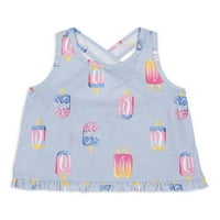 Petit Lem Girls Ruffle Tank, Short & Pant Pajama Slepe Set, големини 4-14