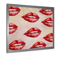 ДизајнАрт „Црвена девојка усни“ модерна врамена уметничка печатење