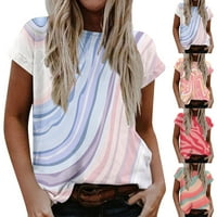Женски Топ Мода Секојдневен Круг Вратот Краток Ракав Печатење Блуза
