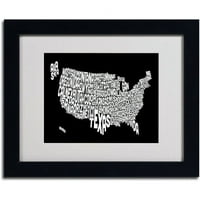 Трговска марка ликовна уметност црно-САД држави мапа на текст измешана врамена од Мајкл Томпсет