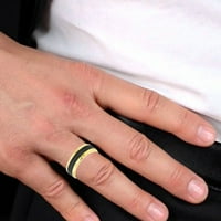 Менс црн и златен позлатен прстен од не'рѓосувачки челик