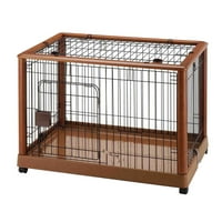 Richell Mobile Wooden Dog Pen, Brown, 36,80 L 24.20 W 26 H
