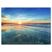 ДизајнАрт „Синиот морски брег со далечно зајдисонце“ Seascape Metal Wallид