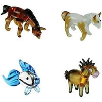 Мозочна бура изгледа стакло минијатурни стаклени фигурини, 4-пакувања, арапска куќа Пинто коњска златна рипка коњи