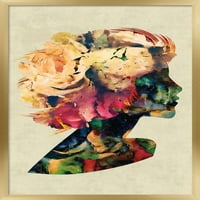 Цветен Портрет На Жена Ѕид Постер Со Дрвена Магнетна Рамка, 22.375 34