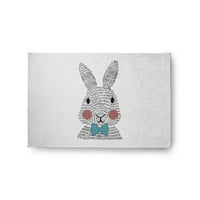 Едноставно Daisy 2 '3' Explorer Blue Bow-tie Bunny Велигден Ченил затворен килим на отворено