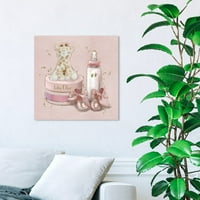 Wynwood Studio Entertainment and Hobbiy Wall Canvas Art Print 'Giraffe and Baby подароци' играчки - розова, злато