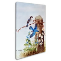 Трговска марка ликовна уметност „Bluebirds со уметност на платно на Дејсис“ од Ари Рајнхард Тејлор