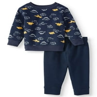 Garanimals бебе момче печати џемпер и цврсти џемпери, сет на облека