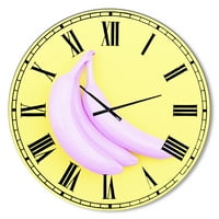 ДизајнАрт „розова банана“ голем модерен wallиден часовник