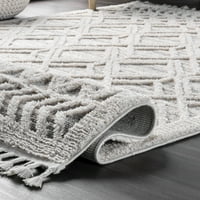 Нулум Ансли Марокански решетки за латици, килим, 6 '7 9', светло сиво