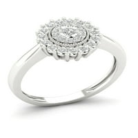 1 6CT TDW Diamond Sterling Silver Cluster Ring