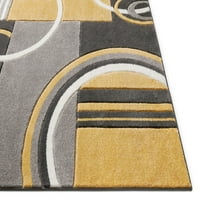 Добро ткаени рубински галакси бранови модерна геометриска злато 5'3 тркалезен килим