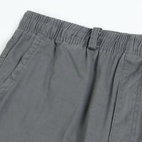Работни Панталони Машки Лабав Памук Плус Големина Џеб Цврсти Еластични Панталони За Половината Целокупни Панталони Бела Големина