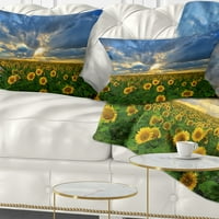 DesignArt Beauty Sunset преку сончогледи - пејзаж печатена перница за фрлање - 16x16