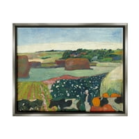 Sulpell Haystacks во Brittany Gauguin класичен пејзаж сликарство, сив пловички врамен уметнички печатен wallид уметност