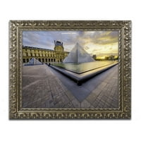 Трговска марка ликовна уметност Геометрија на музејот Лувр Канвас уметност од Матие Ривин, златна украсна рамка