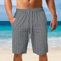 Дианли Мода Плус Големина Спортски Машки Кратки Панталони Еднобојна Еластична Половината Шарени Печатење Памук Лен Летни Панталони