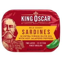 Кинг Оскар Hotешки јалапено пиперки Брилинг сардини во екстра девственото маслиново масло, 3. Оз може