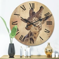 Дизајн Затвори портрет на жирафа VI 'фарма куќа дрво wallиден часовник