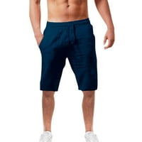 панталони за мажи Модерни Секојдневни Летни Шорцеви Памучни Машки Цврсти И Ленени И Машки Панталони Обична Морнарица