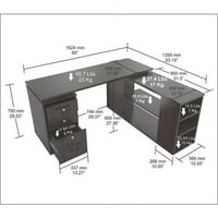 Inval Lminate Office Desk во форма на L, еспресо-Wengue BO 1