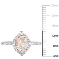 Miabella Women's'sims 1- Carat T.G.W. Овално скратено морнитско тркалезно бело сафир и карат Т.В. Тркалезен дијамант 10kt розово