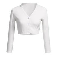 иопко кардиган џемпери за жени жени цврст обичен копче надолу ракав исечен болеро краток капут кардиган женски врвови