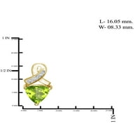 3. Carat T.G.W. Перидот и бел дијамант акцент 14к злато над сребрени обетки обетки