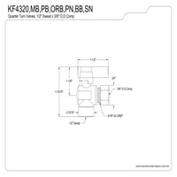 Кингстон Месинг КФ4320ББ 1 2 Пот 3 8 Од Комп Агол Стоп Вентил, Брусен Месинг