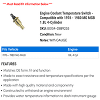 Прекинувач За Температура На Течноста за Ладење на моторот-Компатибилен Со-МГ МГБ 1,8 Л 4-Цилиндар 1979