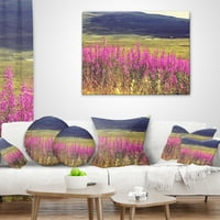 DesignArt Purple Flowers во планинско пасиште - Перница за цветни фрлања - 18x18