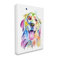 Акварел стил среќно куче лице животни и инсекти графичка уметничка галерија завиткана платно печатена wallидна уметност