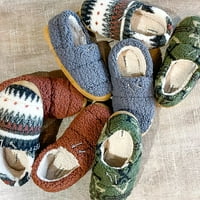 Dearfoams Cedar Men Sherpa Sherpa Sleeper Cang затворени влечки од задниот дел