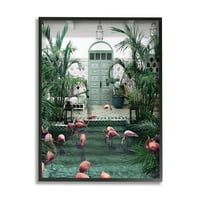 Tuphel Industries Tropical Flamingo Pool Resort Graphic Art Black Framed Art Print Wall Art, Design By Ziwei Li