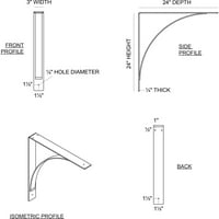 Ekena Millwork 3 W 24 D 24 H Морис челик заграда, недовршена