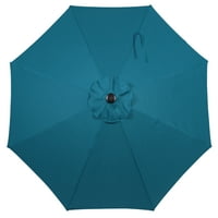 Главни места 9FT Teal Round Round Outdoor Tilting Market Pataio чадор со чудак