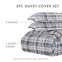 Нобл постелнина морнарица Полкачка точка шема Duvet Постави 3-парчиња Duvet Cover Set, целосна кралица