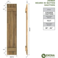 Ekena Millwork 1 2 W 50 H Americraft Три надворешни работи на табла Реално дрво се приклучи на одборот-н-брани ролетни, без