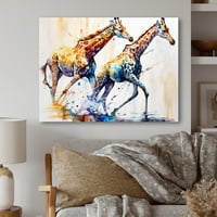 Дизајнрт жирафи кои трчаат платно wallидна уметност