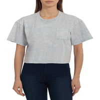 Bagatelle.nyc жени јуниори гроздобер маица за џеб со памук