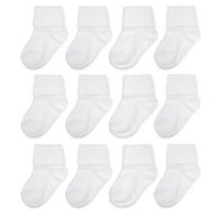 Чорапи за манжетни со манжетни за бебиња и мали деца, 12-пакувања, големини 0м-5Т