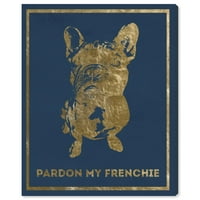 Авенија на пистата животни wallидни уметности платно ги отпечати „помилување на моите француски сини“ кучиња и кутриња - злато,