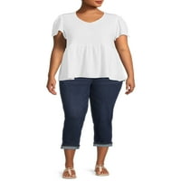 Terra & Sky Women's Plus Size V-врат со V-вратот