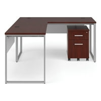 Сет за канцелариски мебел за серии на Fulcrum, 60 биро со враќање, кабинет за пополнување, панели за скромност, во махагони