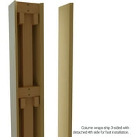 Ekena Millwork 16 W 10'H Rough Sawn Endurathane Fau Wood Wood Non-Tapered Square Column Wrap со FAU Iron Capital & Base